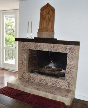Cluny Cement Tile Fireplace Surround