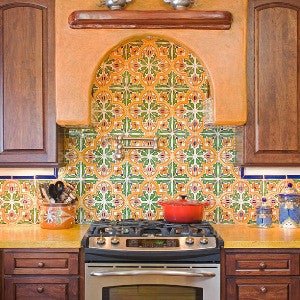 Spanish Kitchen Backsplash with San Jose Quarter Tile
