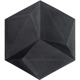 Acclivity 3D Pinwheel Black 8" Hexagon Relief Cement Tile