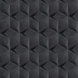 Acclivity 3D Pinwheel Black 8" Hexagon Relief Cement Tile Rug