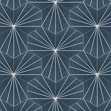 Mission Navy and White Bakery 8" Hexagon Cement Tile Rug Detail