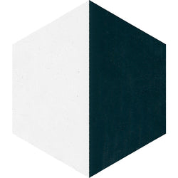Mission Half-and-Half Black and White 8" Hexagon Encaustic Cement Tile