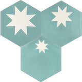 Avente Mission Star Blend Aqua 8" Hexagon Tile