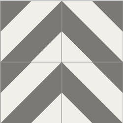 Mission Barberpole Charcoal 8"x8" Encaustic Cement Tile Quarter Design