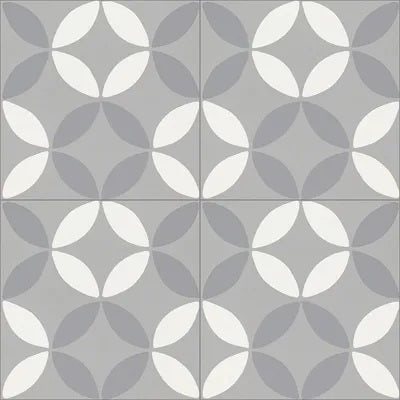 Mission Circles 3 8"x8" Encaustic Cement Tile Quarter Design