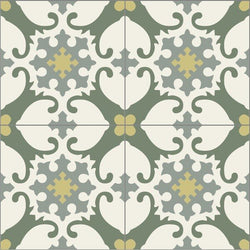 Alegre II Verde 8"x8" Encaustic Cement Tile - Avente Tile