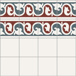 Mission Alcala Border Blue 8"x8" Encaustic Cement Tile - Avente Tile