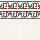 Mission Alcala Border Blue 8"x8" Encaustic Cement Tile - Avente Tile