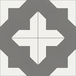 Mission Alhambra Charcoal 8"x8" Encaustic Cement Tile - Avente Tile