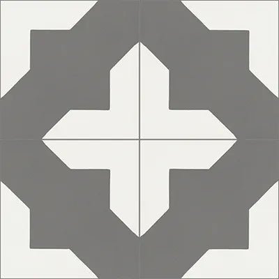 Mission Alhambra Charcoal 8"x8" Encaustic Cement Tile - Avente Tile