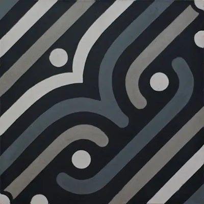 Mission Almost Black 8"x8" Encaustic Cement Tile - Avente Tile