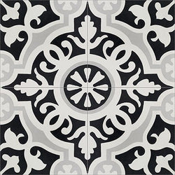Mission Amalia Black 8"x8" Encaustic Cement Tile - Avente Tile