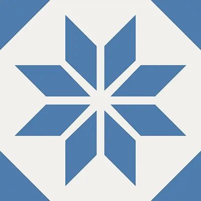 Mission Antique Star Blue 8"x8" Encaustic Cement Tile - Avente Tile