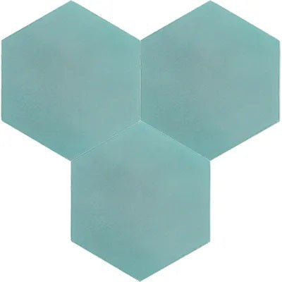 Mission Aqua 8" Hexagon Encaustic Cement Tile - Avente Tile