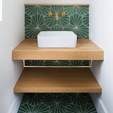 Mission Bakery Dark Green 8" Hexagon Cement Tile - Avente Tile