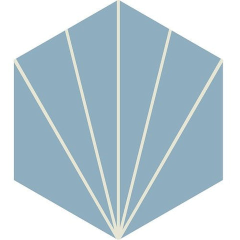 Mission Bakery Moroccan Blue 8" Hexagon Cement Tile - Avente Tile