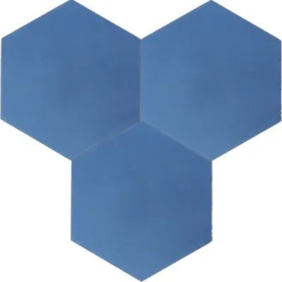 Mission Blue Fonce 8" Hexagon Encaustic Cement Tile - Avente Tile