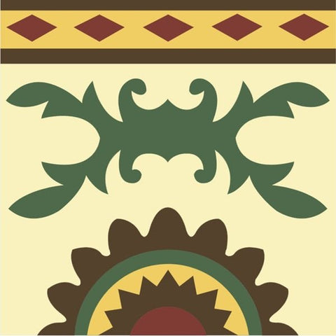 Mission Casita Sol Border 8"x8" Encaustic Cement Tile - Avente Tile