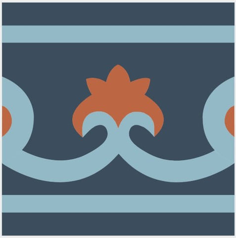 Mission Cox Border Navy 8"x8" Encaustic Cement Tile - Avente Tile