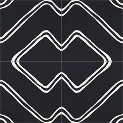Mission Frequency Black 8"x8" Encaustic Cement Tile - Avente Tile