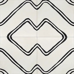 Mission Frequency White 8"x8" Encaustic Cement Tile - Avente Tile