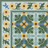 Mission Garden 1 Border 8"x8" Encaustic Cement Tile - Avente Tile