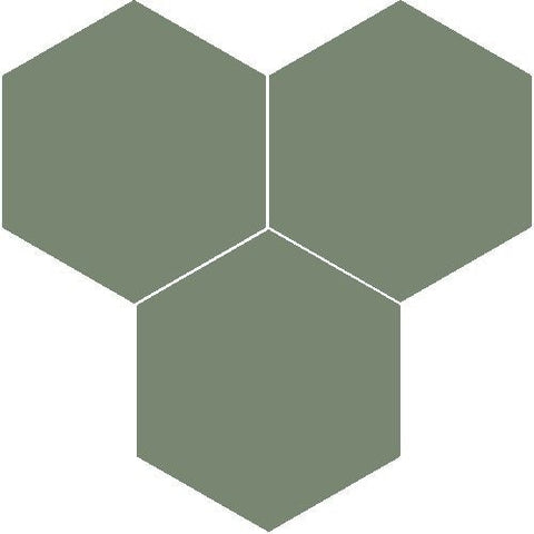 Mission Green 8" Hexagon Encaustic Cement Tile - Avente Tile