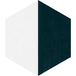Mission Half - and - Half Black and White 8" Hexagon Cement Tile - Avente Tile