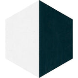 Mission Half - and - Half Black and White 8" Hexagon Cement Tile - Avente Tile