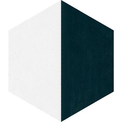 Mission Half - and - Half Black and White 8" Hexagon Cement Tile - Avente Tile