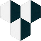 Mission Half - and - Half Black and White 8" Hexagon Cement Tile - Avente Tile