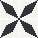 Mission Rhomboid Star Black 8"x8" Encaustic Cement Tile - Avente Tile