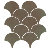 4" Conche or Fish Scale Tiles - Elder Green 