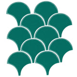 4" Conche or Fish Scale Tiles Mallard Green