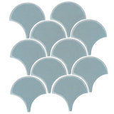 4" Conche or Fish Scale Tiles Sky Blue