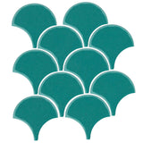 4" Conche or Fish Scale Tiles Teal