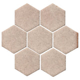 Alabaster Malibu Field Glazed Ceramic Tile 6" Hexagon