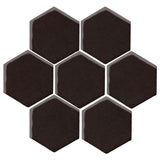 Clay Arabesque 6" Hexagon Glazed Ceramic Tile - Classic Black