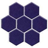 Clay Arabesque 6" Hexagon Glazed Ceramic Tile - Cobalt