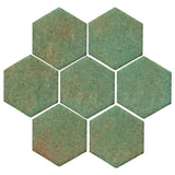 Clay Arabesque 6" Hexagon Glazed Ceramic Tile - Patina matte