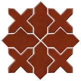 Clay Arabesque Alcazar Glazed Ceramic Tile - Mahogany