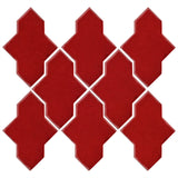Clay Arabesque Castille Glazed Ceramic Tile - Fire Engine Red