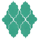 Clay Arabesque Leon Ceramic Tile - Aqua Green