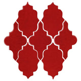 Clay Arabesque Leon Ceramic Tile - Fire Engine Red