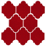 Clay Arabesque Mini San Felipe Ceramic Tile - Cherry Red