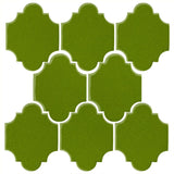 Clay Arabesque Mini San Felipe Ceramic Tile - Evergreen