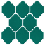 Clay Arabesque Mini San Felipe Ceramic Tile - Mallard Green 