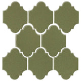 Clay Arabesque Mini San Felipe Ceramic Tile - Spanish Moss