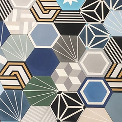 Mission Colorful Hexagon Patchwork Cement Tile 8"x8"