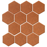 Malibu Field 4" Hexagon Red Iron Ceramic Tile